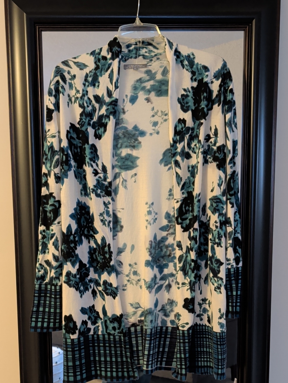 Neiman Marcus Cashmere For Collection Teal, Black & Cream